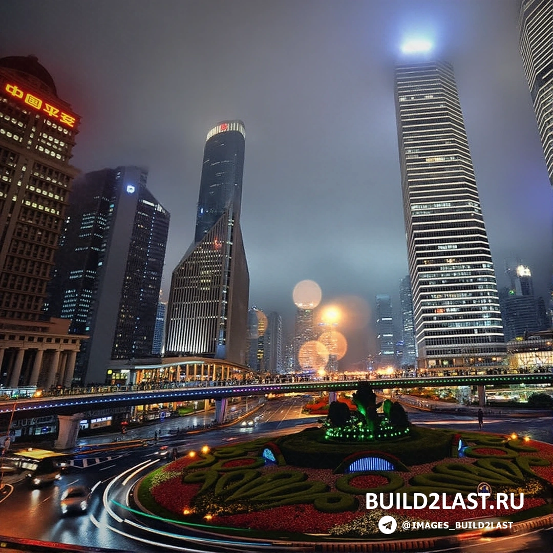 Вид на круглый пешеходный мост в Шанхае с высоты, Китай. Шанхайская архитектура и транспортная система.